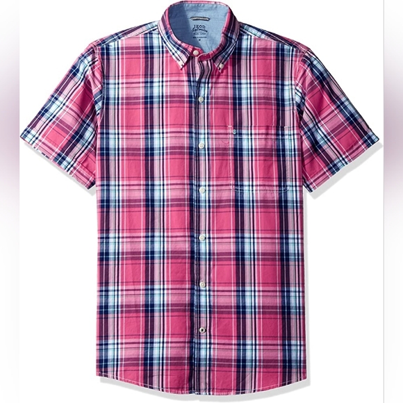 Izod Other - IZOD Plaid Check Button down Short Sleeve Dress Shirt NWT
